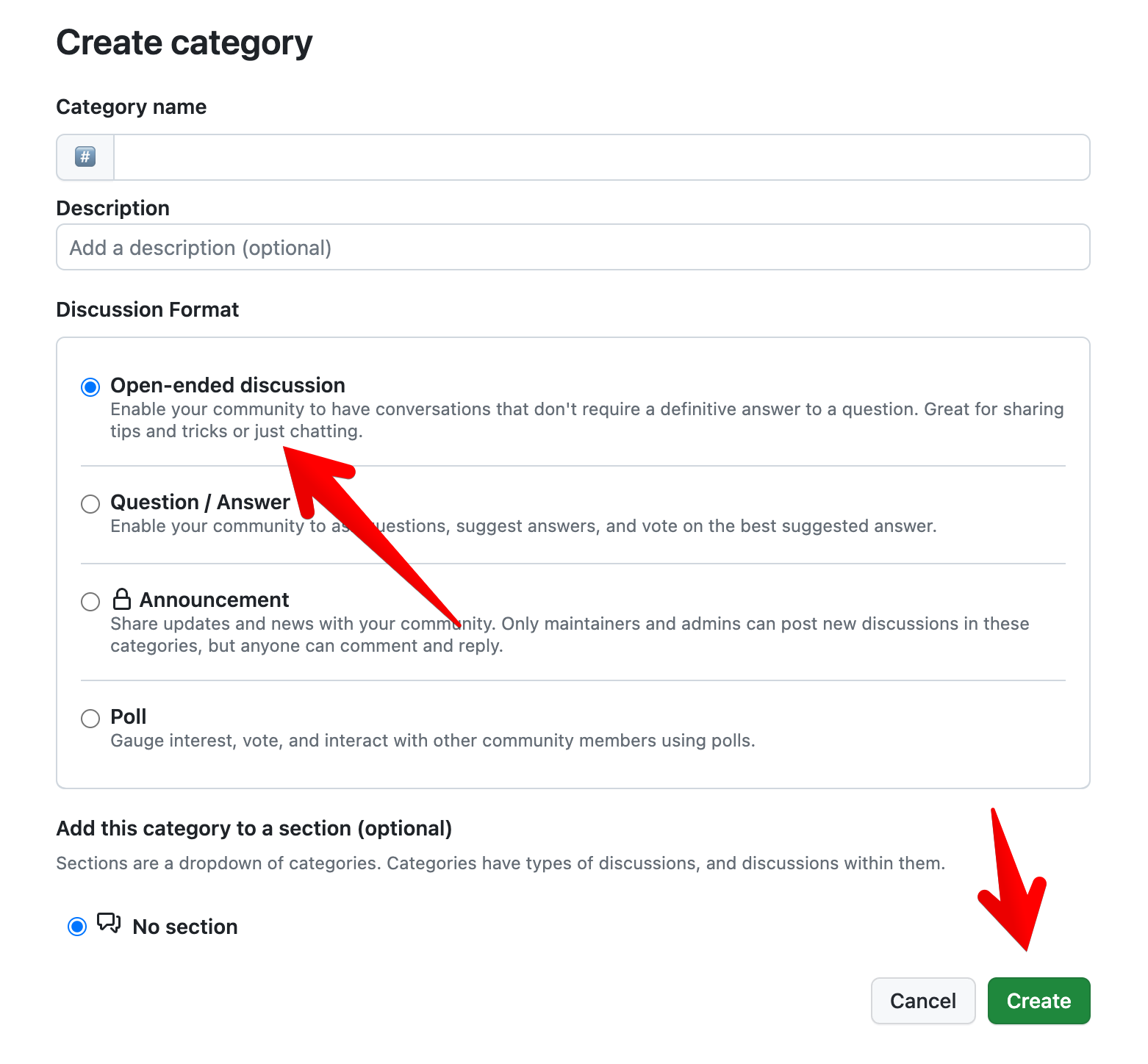 Setting the category format