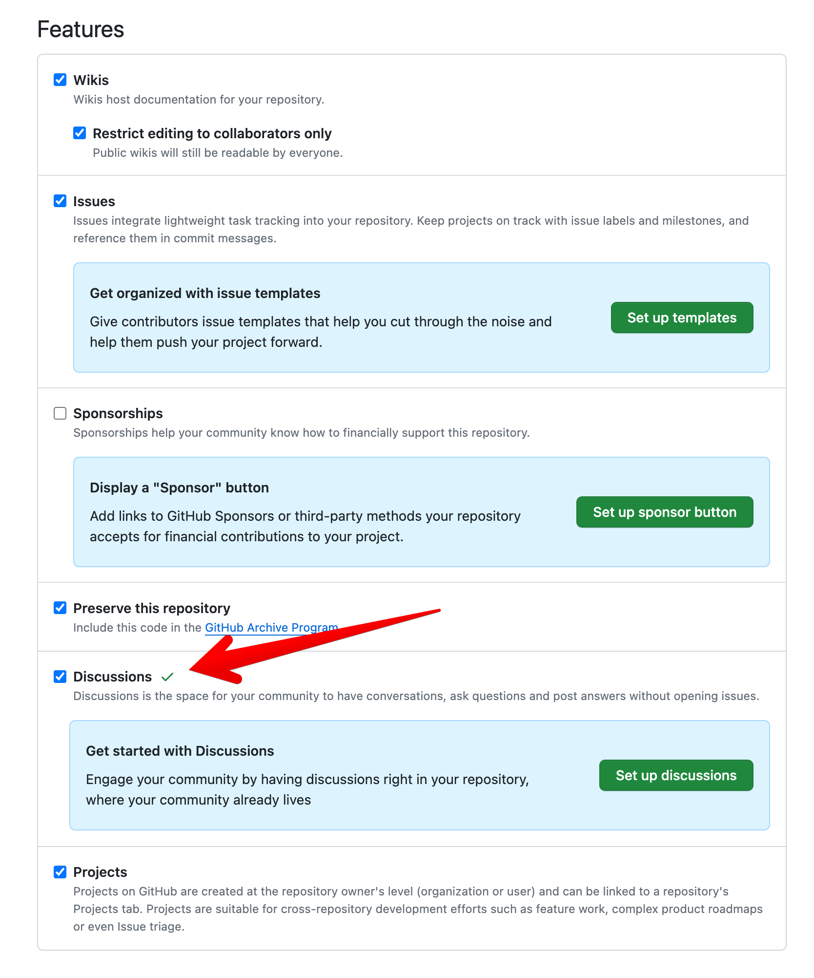 Enabling Github repo Discussions