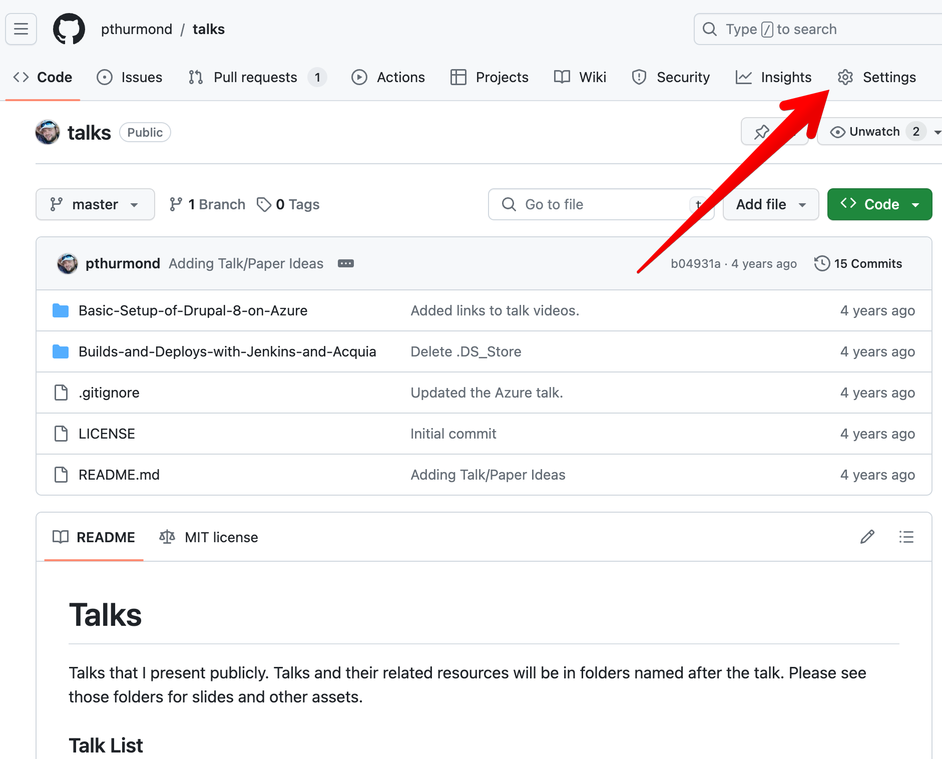 Finding Github repo settings